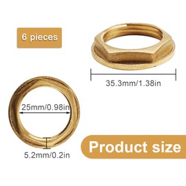 LERANXIN 6 Pieces Flange Hex Nut, G3/4 Flange Female Thread Brass Hex Nut, 3/4 Inch Flange Nuts for Bathroom Sink Plumbing Fittings Accessories
