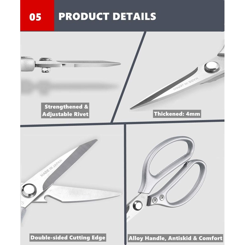Kitchen Scissors Stainless Steel Multi Function Food Shears Ultra Sharp