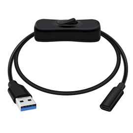 HuaLiSiJi USB C Female to USB 3.0 A Male Cable with Switch 5Gbps Transmission and Charging Type C Female to USB Male Adaptor Cable (Black, 1 m)