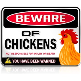 Bigtime Signs Beware of Chickens PVC 9"x12'' Decor Funny Warning Sign - Chicken Yard Decorations and Accessories - Gifts for Chicken Lovers - Chicken Coop Signs