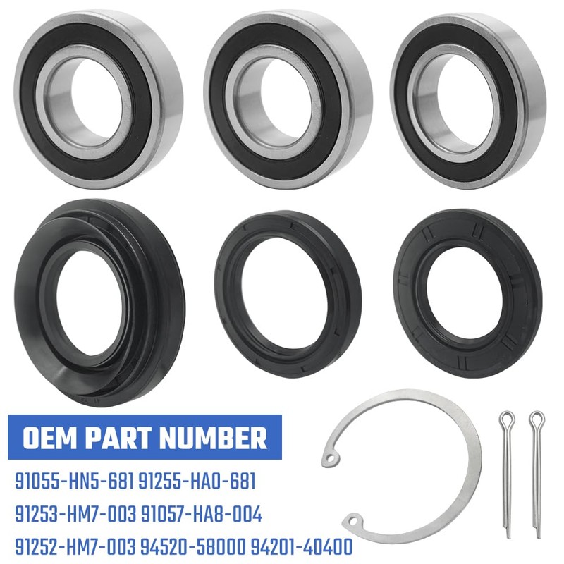 Rear Axle Wheel Bearing Kit with Seals Compatible with Honda