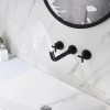Modern Wall Mount Bathroom Sink Faucet Matte Black 2 Handle