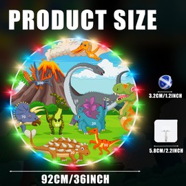 Glimin 36 Pulgadas Tablero de Dardos LED Grande, Diana de Doble Cara con 20 Bolas Adhesivas LED Tablero de Dardos Gigante de Dinosaurio Divertido Juguetes de Tiro Juguete Deportivo Interior Exterior