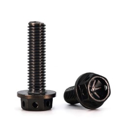 304 Stainless Steel Titanium-Plated Hollow Flange External Hexagonal Screws, Titanium-Plated Screws, Body Screws, License Plate Screws, Motorcycle Screws M4, M5, M6, M8 (PVD Gun Black, M4x15mm)