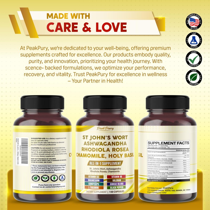 St. John's Wort Ashwagandha Rhodiola Rosea Chamomile