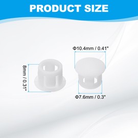 PATIKIL Plastic Hole Plugs, 48 Pcs 2/7"(8mm) Plastic Plugs Screw Hole Plug Snap Desk Grommet Buckle Knockout Locking Plugs Furniture Insert End Cap for Holes Kitchen Cabinet, White