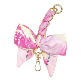 AGEN KGEN Women Bag Extender Chain Purse Strap Extenders Purse Chain Exquisite Silk Bowknot Scarf Decoration Replacement Chain for Handbags Purse Making Supplies (Pink Style)