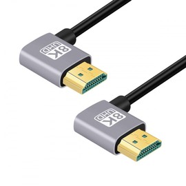 CY Cable HDMI 2.1 Ultra Thin HDTV Cable 8K 4K Hyper Super Flexible Slim Cord Right Angled to Right Angled 90 Degree Type-A for Computer HDTV (50cm)