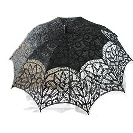 Black Battenburg Lace Parasol