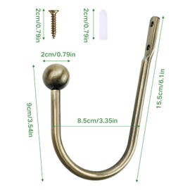 Metal Curtain Tie Backs,Ancient Green Curtain Holdbacks,2 Pieces Curtain Tie Backs Hooks,Curtain Tiebacks With Screws,Tie Backs Hooks For Curtains