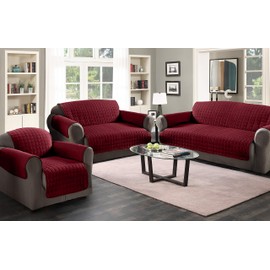 Ashley Mills 2 Seater Sofa Protector Burgundy/Wine 46" x 70.5" Water Resistant Quilted