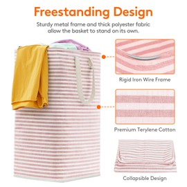 Lifewit 2-Pack 80L Laundry Hamper Large Collapsible Laundry Baskets, Freestanding Waterproof Clothes Hamper with Easy Carry Handles in Laundry Room Bedroom Bathroom College Dorm for Adults, Pink