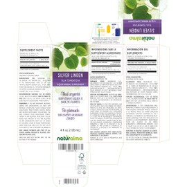 Silver Linden (Tilia tomentosa) Flower and Bract (Leaf) Alcohol-Free Tincture Naturalma | 4 fl oz Liquid Extract in Drops | Herbal Supplement | Vegan | Product of Italy