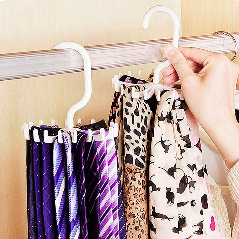 YWSHF 360 Degree Rotating Round Necktie Storage Hanger Compact Space
