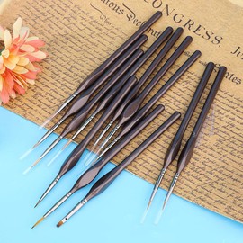 Miniature Detail Paint Brush Set 12pcs Tiny Professional Micro Miniature Painting Brushes Kit with Ergonomic Handle Round Pointed Tip Paintbrushes Acrylic Paint Brushes(12PCS Fine Liner Brushes)