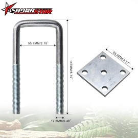 RYANSTAR RACING 5 1/4" Long 2" Wide U Bolt Kit Compatible with 2x2 Axle Boat Trailer Axle Leaf Springs Square U Bolts 2 inch Wide Trailer U Bolt Kit
