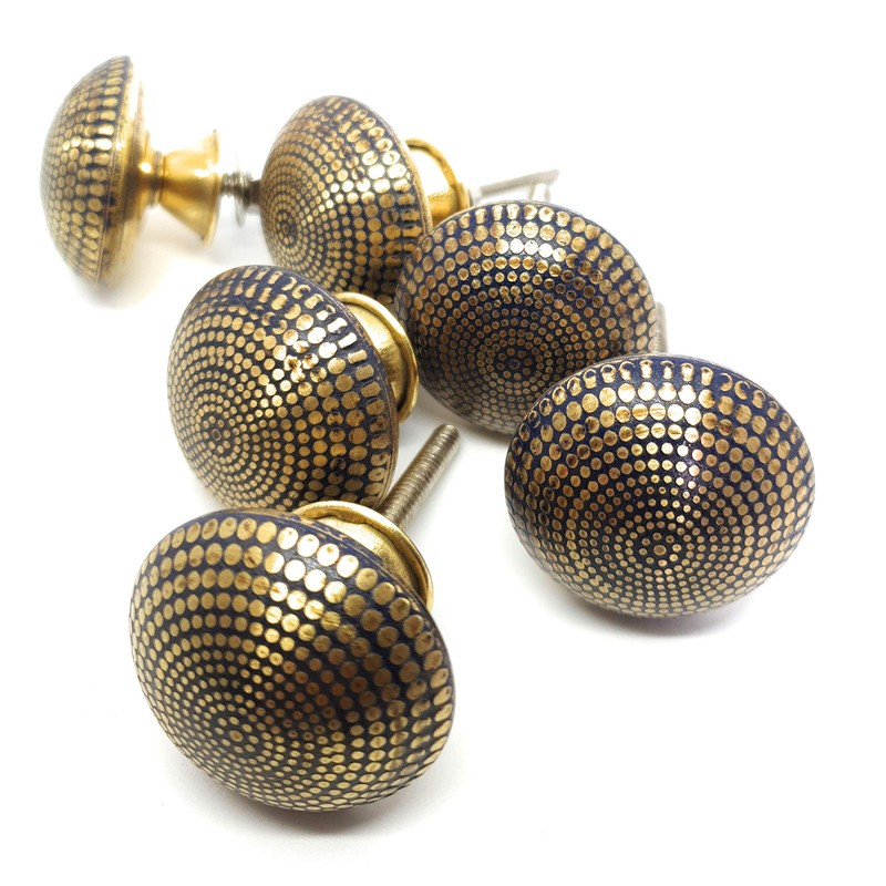 French Furniture Fittings Antiqued Brass DIMPLE KNOBS - Set of