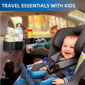 OUSHASAA 3-in-1 Car Headrest Backseat Organizer with 3.7" Backseat Cup Holder for Car, Seat Back Organizer with Hooks