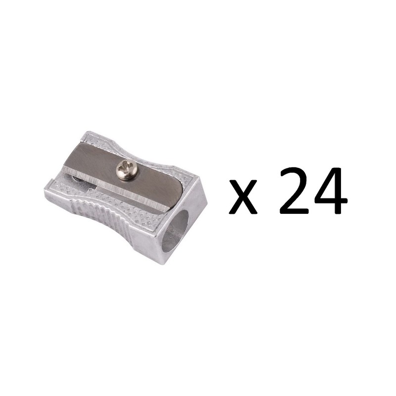 D.RECT Pack of 24 Single Metal Pencil Sharpeners for Coloured