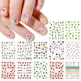 JMEOWIO - 14 hojas de pegatinas de uñas para niños, calcomanías autoadhesivas, diseño de uñas, decoración de uñas, accesorios