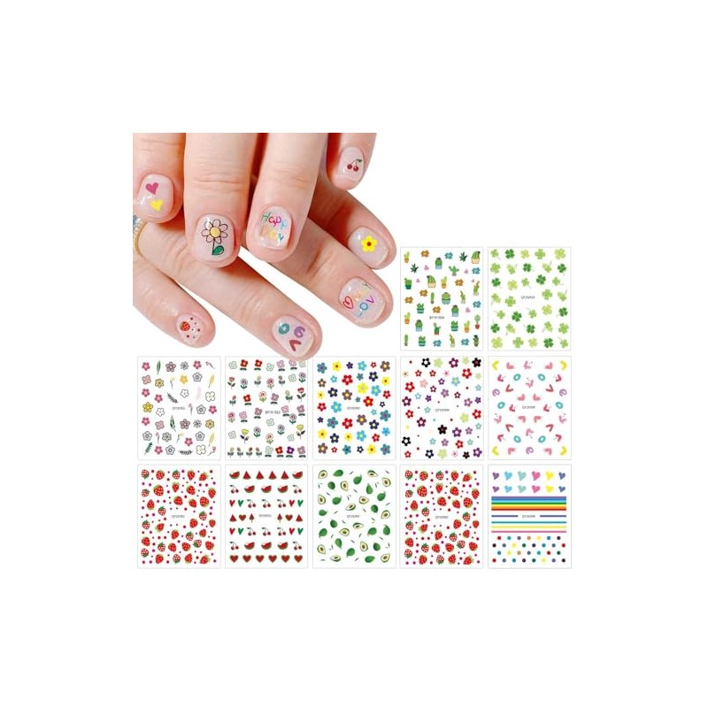 JMEOWIO - 14 hojas de pegatinas de uñas para niños,