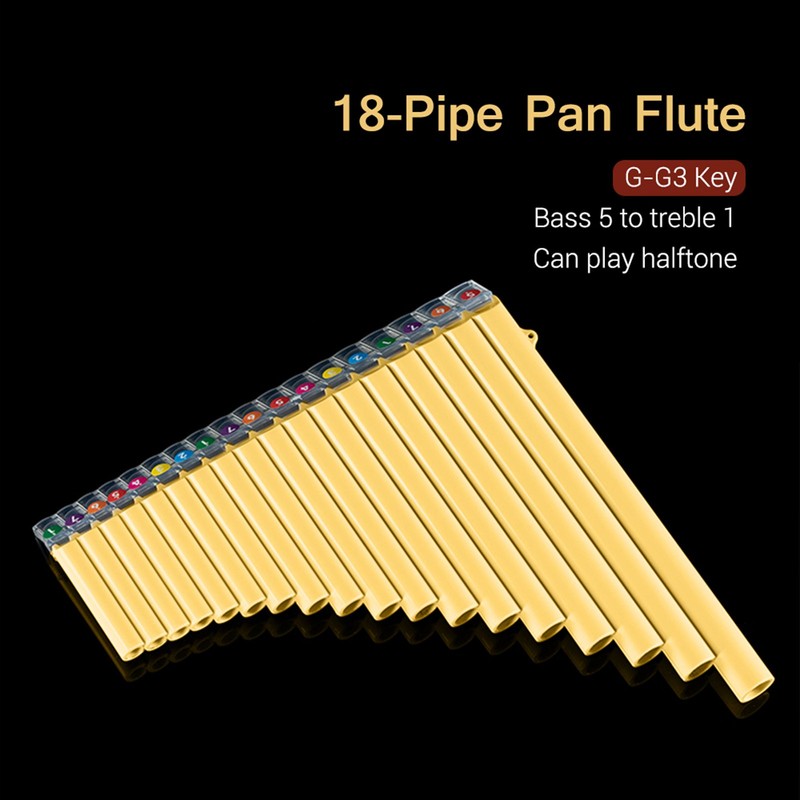 18-Pipe Pan Flute G-G3 Range & C Key Pan Pipes