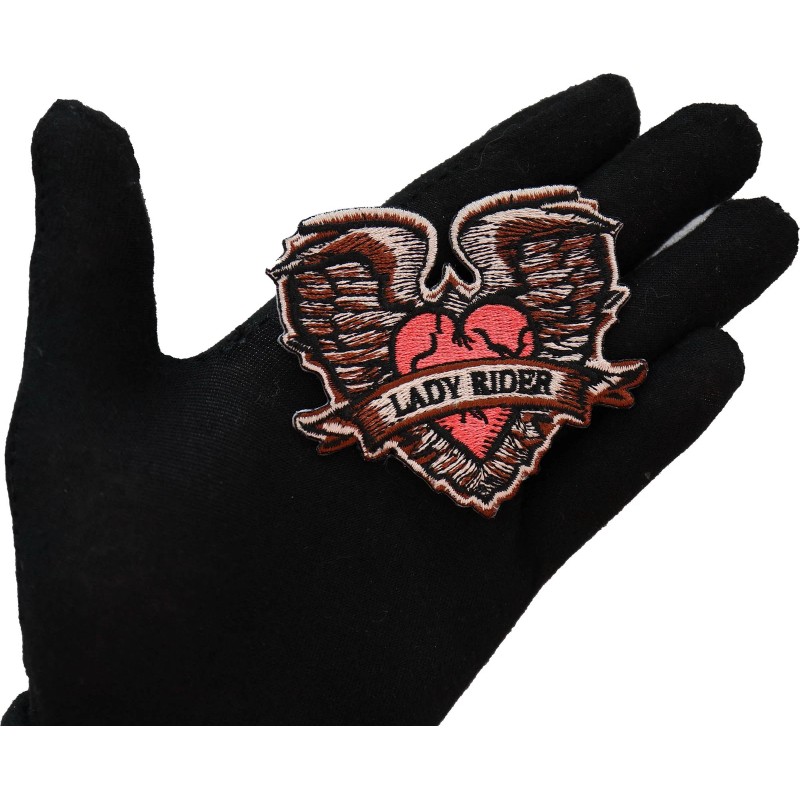 Ivamis Gothic Heart and Wings Lady Rider Patch - 3x2.75