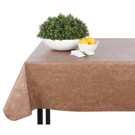 Yourtablecloth Heavy Duty Vinyl Rectangle or Square Tablecloth – 6 Gauge Heavy Duty Tablecloth – Flannel Backed – Wipeable Tablecloth with Vivid Colors & Many Sizes 52 x 52 Terra