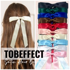 Tobeffect Hair Bows for Women Girls Satin Ribbon Bow, Cute Bow Hair Accessories 10PCS Multicolor