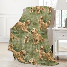 Aonimonis dorado Retriever - Manta de franela suave y cálida para recámara, viajes, sofá, decoración del hogar, 50 x 60 pulgadas
