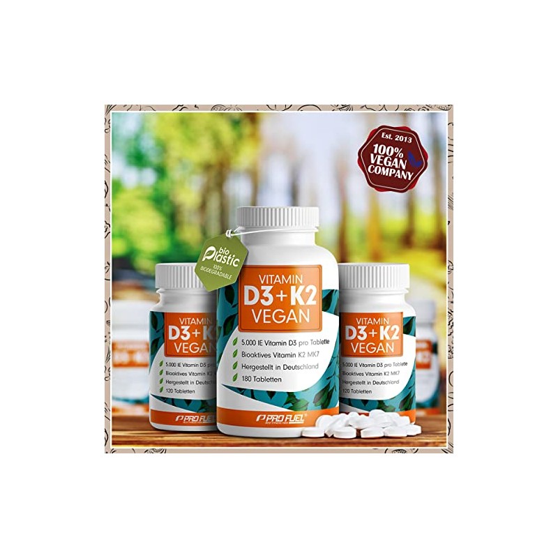 Vitamin D3 K2 Vegan - 540 Tablets with 5000 IU