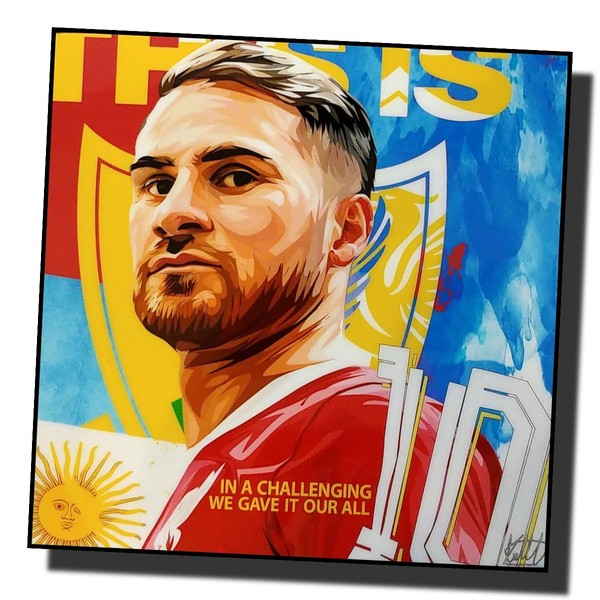 Famous Popart Gallery Alexis Mac Alistar Liverpool FC Premier League Overseas Soccer Art Panel Wooden Wall Hanging Poster Decor Soccer Goods (10.2 x 10.2 inches (26 x 26 cm) Art Panel Only)