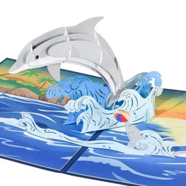 Dolphin 3D Greeting Cards, Cards for Mom, Dad Wife, Friend, Coworker, Birthday Mother's Day Father's Day Anniversary Thank You Cards, All Occasion