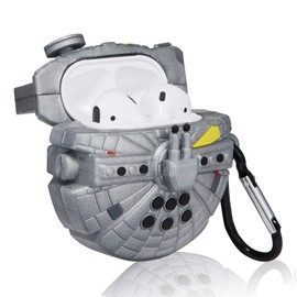 Jowhep Case for AirPod 2/1 Cartoon Design Cute Silicone Cover Keychain Fashion Funny Shockproof Soft Protective Skin for Air Pods Boys Men Cool Fun Character Shell Cases for AirPods 1/2 New Spaceship