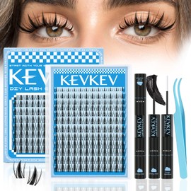 Fairy Lash Clusters Kit Manga Lash Extension Kit Invisible Band Anime Spiky Lash Clusters Eyelash Clusters Kit with Lash Bond and Seal(Fairy Kit-8-18mix)