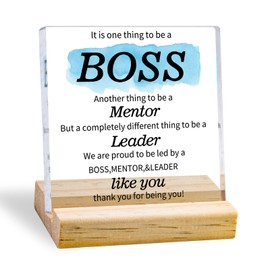 Boss Lady Gifts For Women Acrylic Office Desk Plaque Unique Gifts For Boss Birthday Gift For Female Supervisor Manager Office Decor Appreciation Thank You Inspirational Gift With Wooden Base