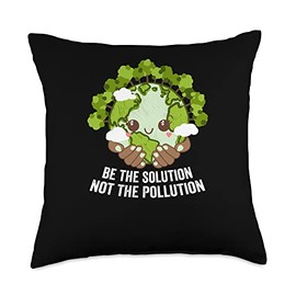 Ecosystem Zero Waste Nature Lover Positive Quotes Solution Not The Pollution Ecology Sustainable Throw Pillow, 18x18, Multicolor