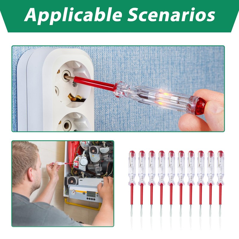 10 Pieces Phase Tester Screwdriver, 100V-500V Voltage Tester Screwdriver, Current