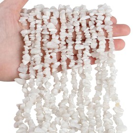 XIANNVXI 400 Pcs Moonstone Beads, 5-8mm Irregular Chip Gemstones for Jewelry Making, Grey Crystal Stone, Drilled for Crafting