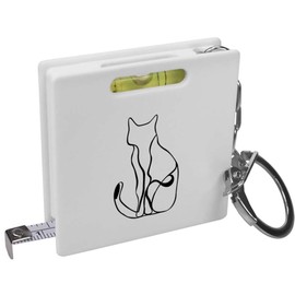 Azeeda 'Abstract Cat Sitting' Keyring Tape Measure/Spirit Level Tool (KM00037058)