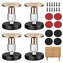 Pack of 4 Height-Adjustable Feet for Furniture, Furniture Foot, Adjustable Feet, 27-64 mm Support Foot, Height Adjustable with Damping Pads and Mounting Accessories, Suitable for Metal Feet for