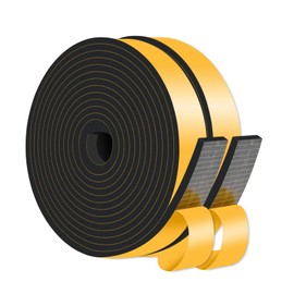 Weather Stripping Door Seal,Weather Stripping,Soundproof,Cold Insulation,High Density CR Foam Insulation Tape for Door, Front Door Frame, Windows,Sliding Door (Black,1 in x 1/4 in x 26Ft)