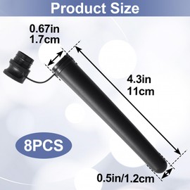 Joez Wonderful 8 Pack Portable Tube Vials, Waterproof Storage Container, Plastic Squeeze Bottles with Caps, Sealing Pre Roll Tubes (Black)