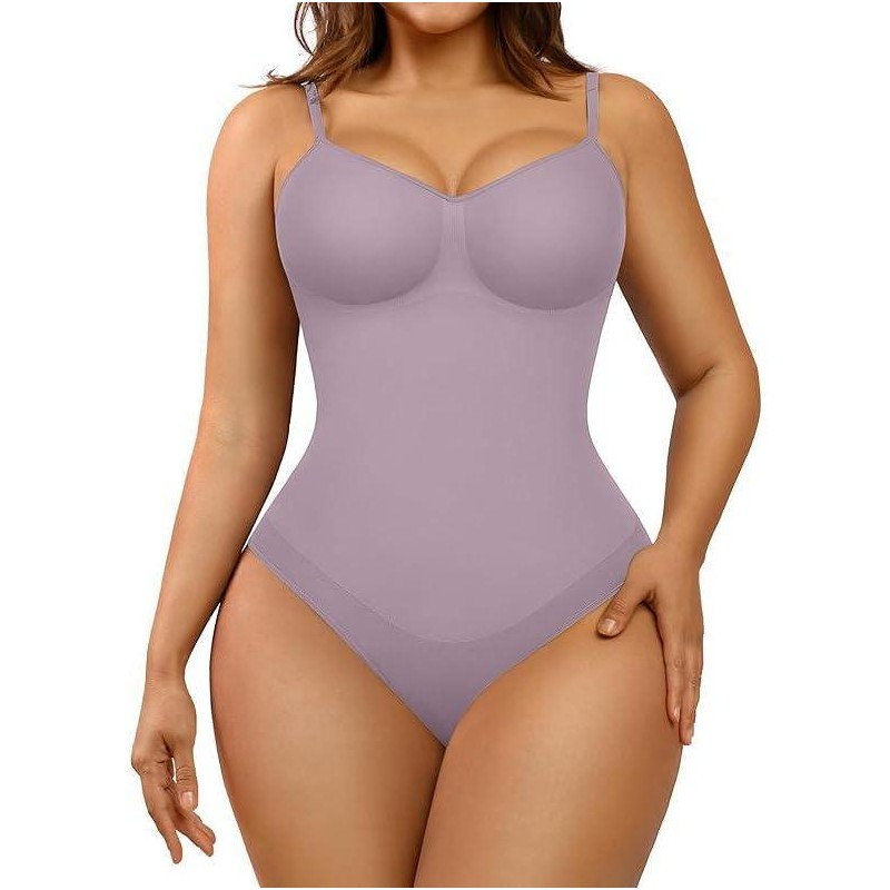 FeelinGirl Seamless Covered Bust Jumpsuit Thong Bodysuit Fit Comfort Slimming