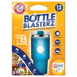 Arm & Hammer Bottle Blasterz - Drop-In Cleaning Tablets - Perfect for Water Bottles, Tumblers, and Coolers - All-Natural Ingredients, Eliminates Odors, Fast-Acting, Individually Packed (12 Count)