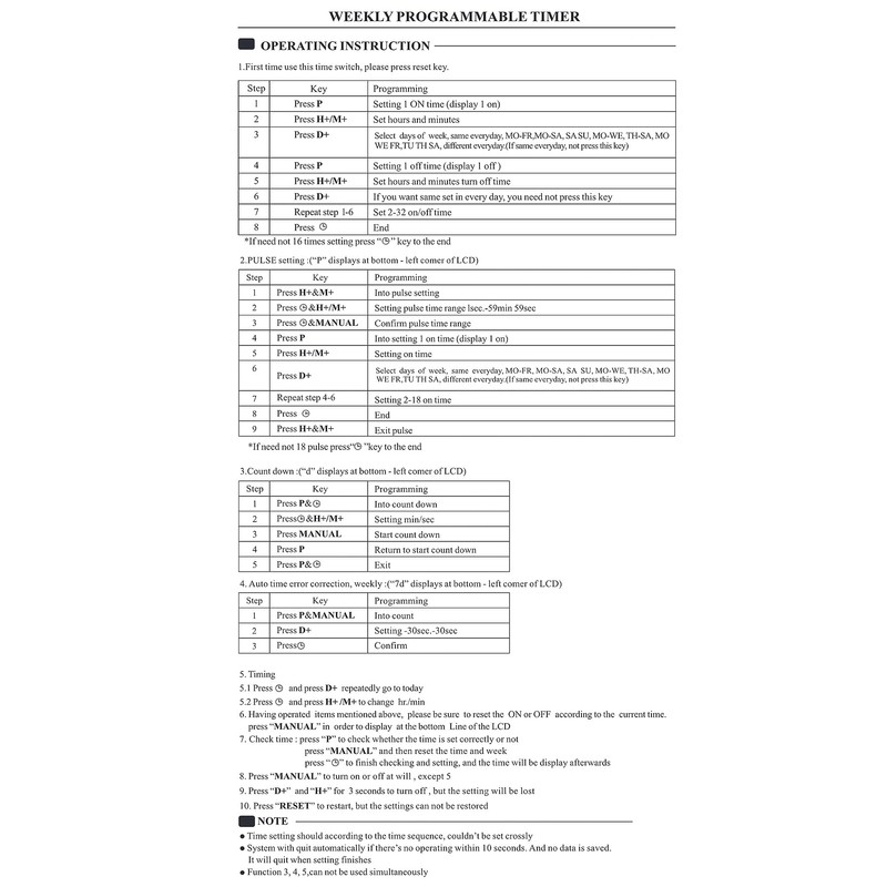Baomain Digital LCD Power Weekly Programmable Timer 30A Amp 32