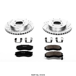 Power Stop K1214 Front Z23 Carbon Fiber Brake Pads with Drilled & Slotted Brake Rotors Kit