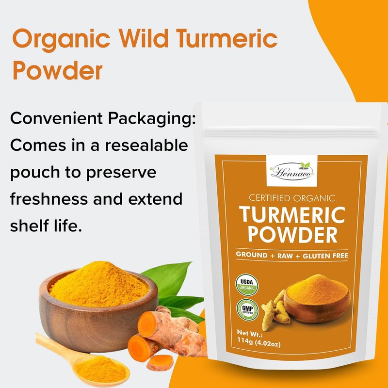 hennaco Organic Wild Turmeric Powder | Turmeric Curcumin Powder |