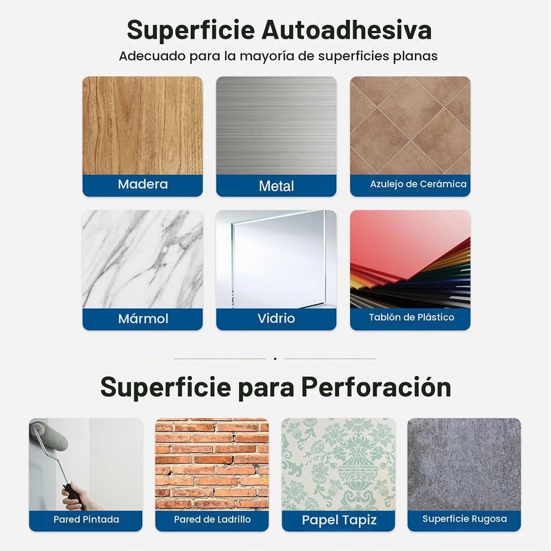 Soporte para toallas de papel debajo del gabinete, autoadhesivo o