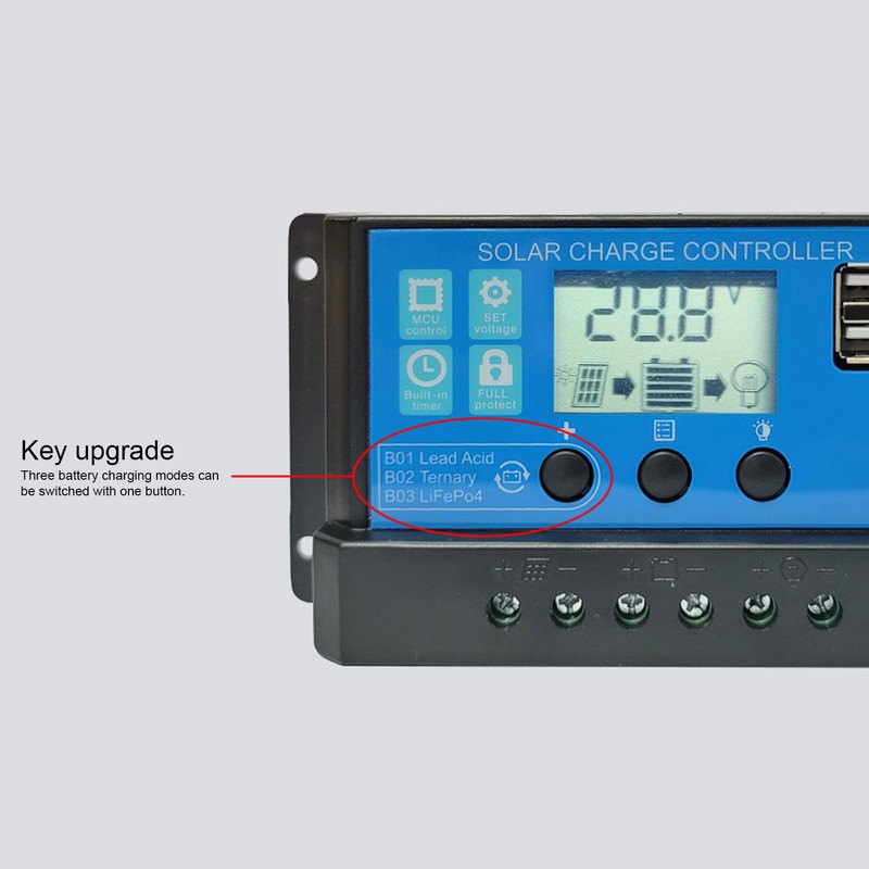 Solar Charge Controller With LCD Dual USB Industrial Master Chip